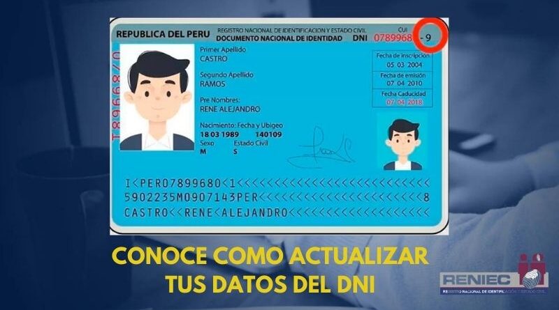 Reniec Conoce Como Actualizar Los Datos Del Dni